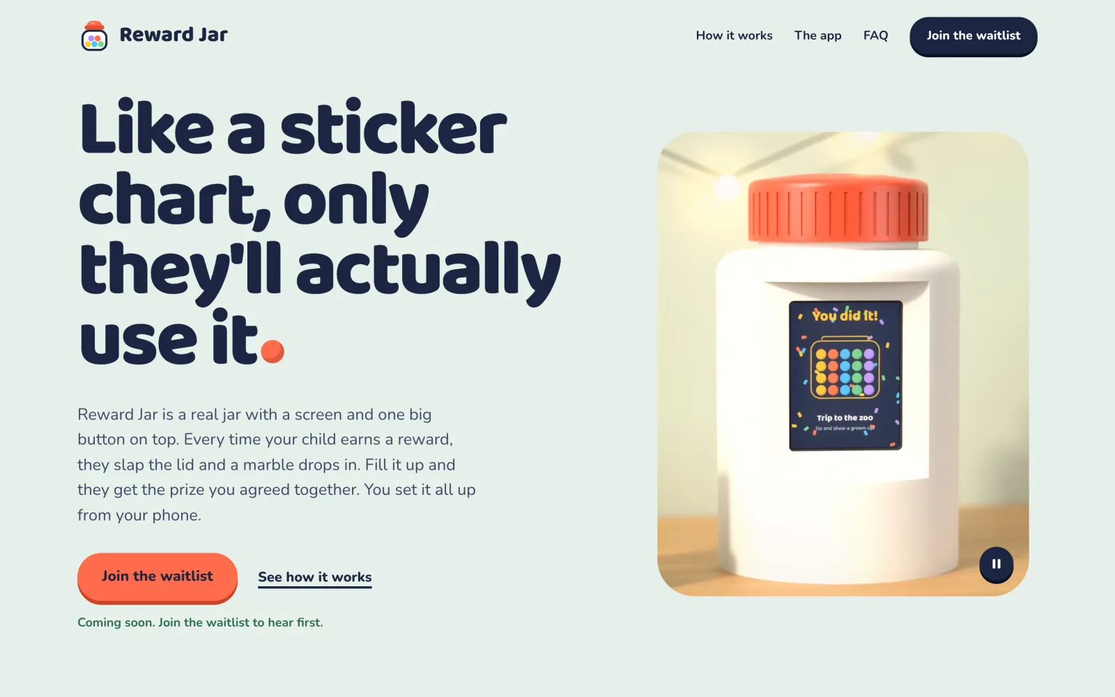 Screenshots of the Reward Jar website: the homepage, how it works, why it works and the iPhone app